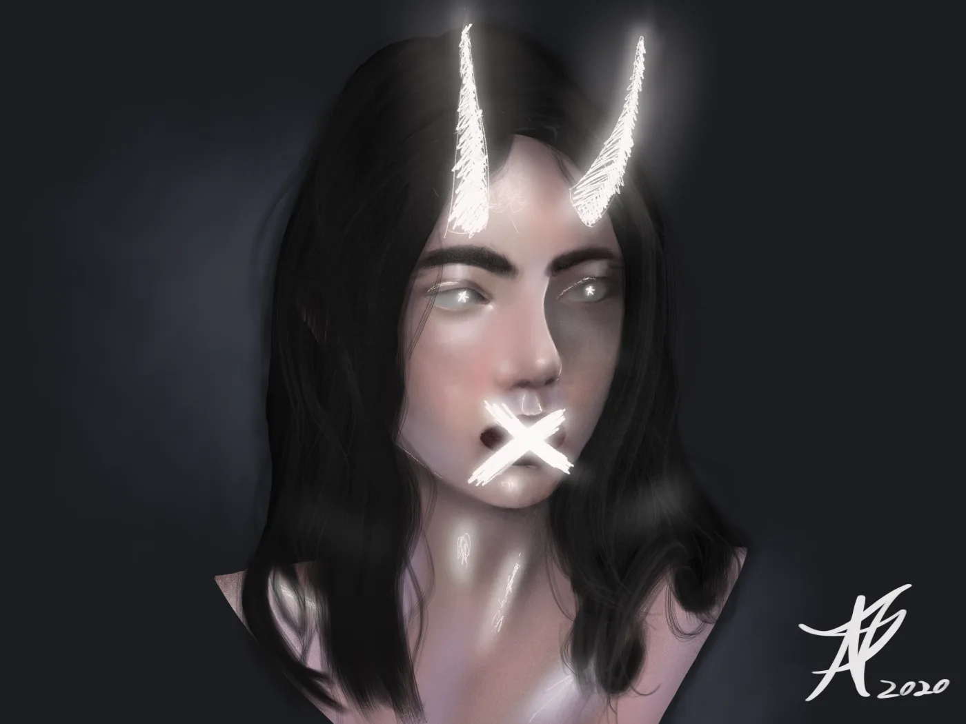 Digital painting - horned figure